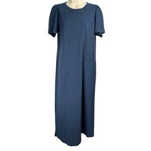 Raquel Allegra Dress Womens 0 / US Small Navy Short Sleeve Pockets Maxi USA Made